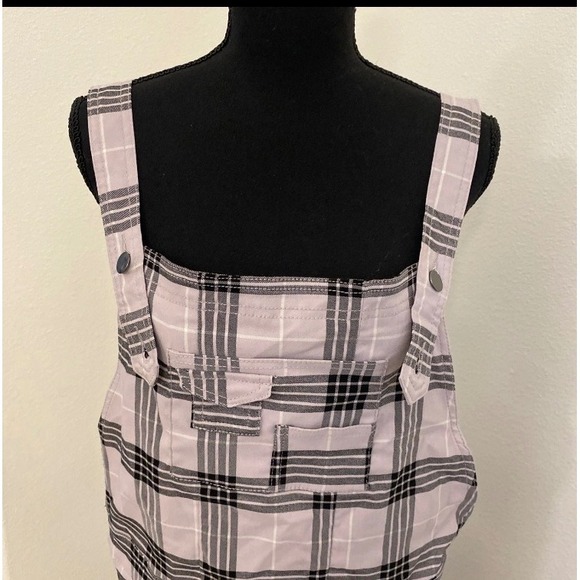 NWT VTG Y2K Like An Angel Overall Skirt 1X Plus Lavender Black Plaid Skater Goth - Picture 6 of 11